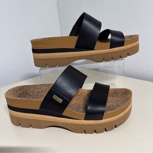 Reef Black and Brown Women's Platform Sandals Sz 8